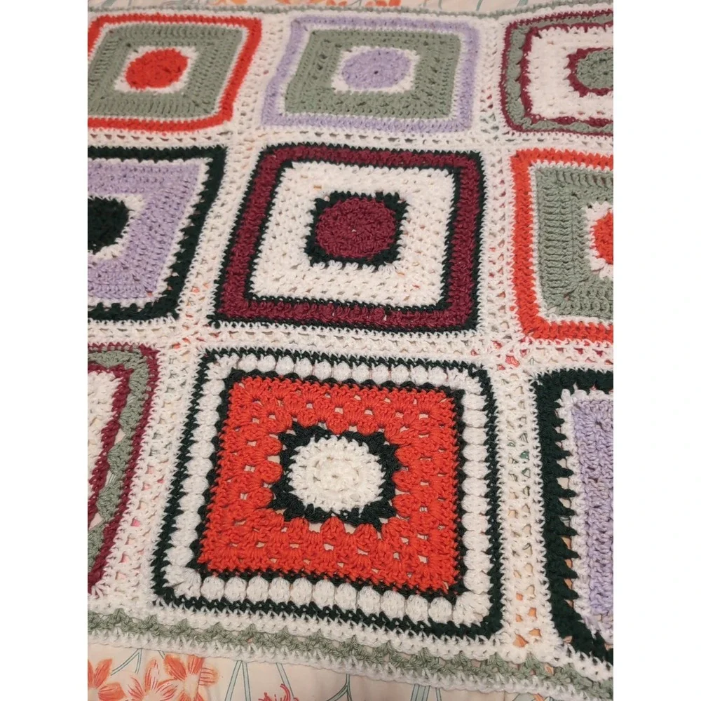Vintage Handmade‎ Granny Square Afghan 39x52